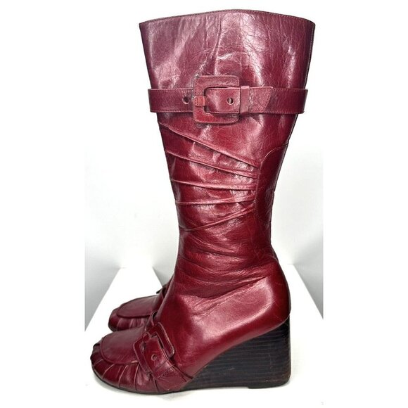 Miz Mooz Boots Womens Broadway Wedge Heel Buckle Granny Witchy Red Size 36 US 6 - Picture 3 of 12